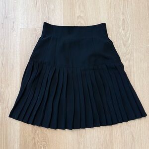 Pleated Black Chiffon Midi Skirt